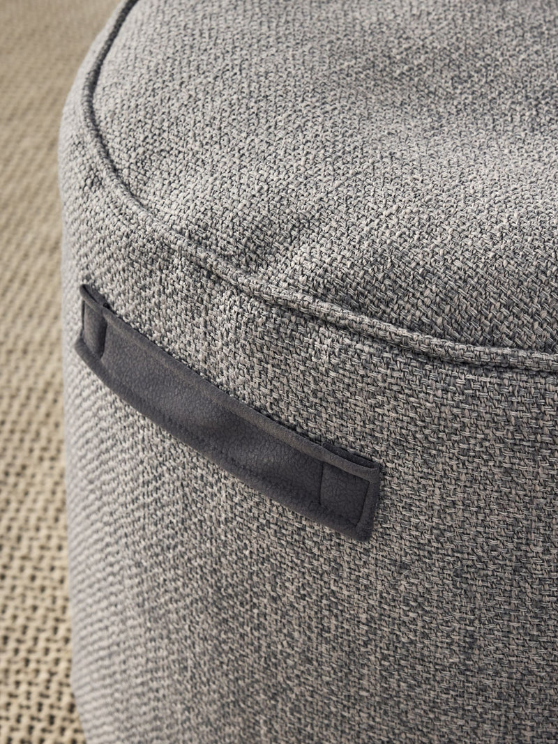 Grey pouffe with handles, imported from the UK