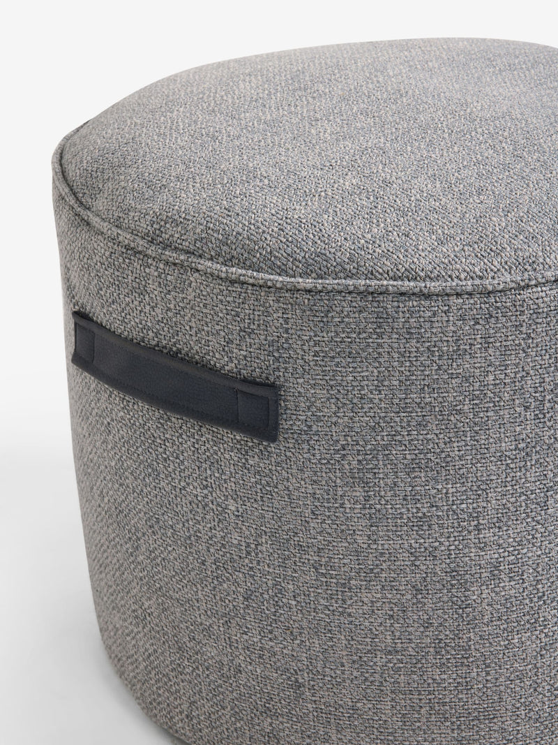 Grey pouffe with handles, imported from the UK