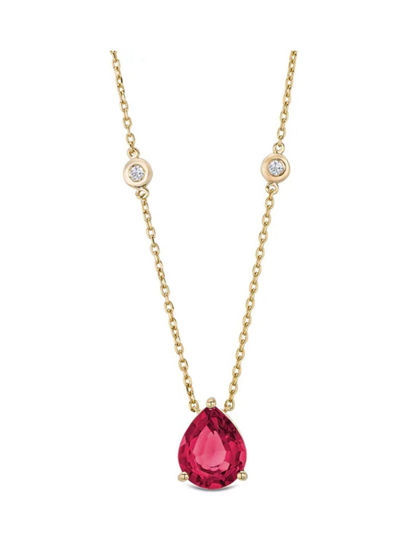 The Diamond Store lab ruby and diamond pear cut necklace 3.50ct (British brand)