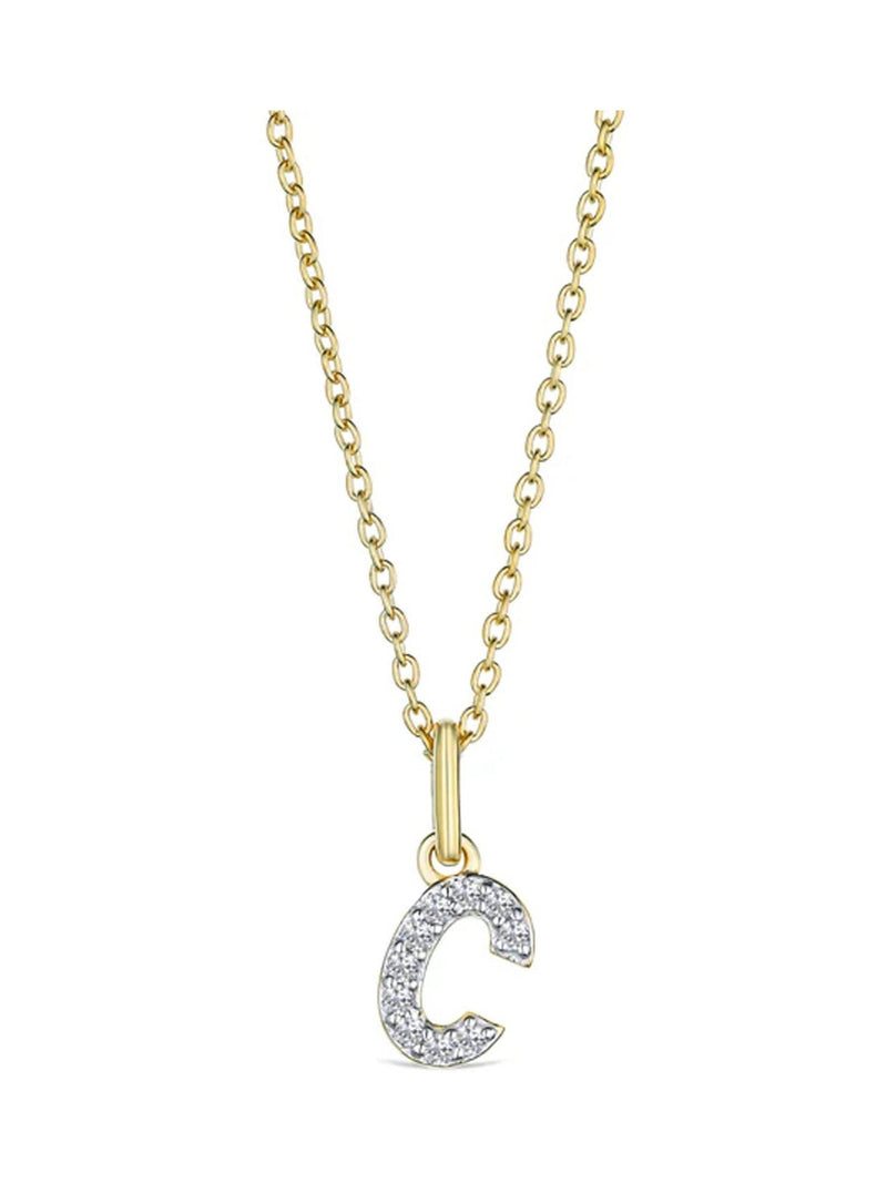 The Diamond Store C initial 0.10ct lab diamond pendant necklace (British brand)