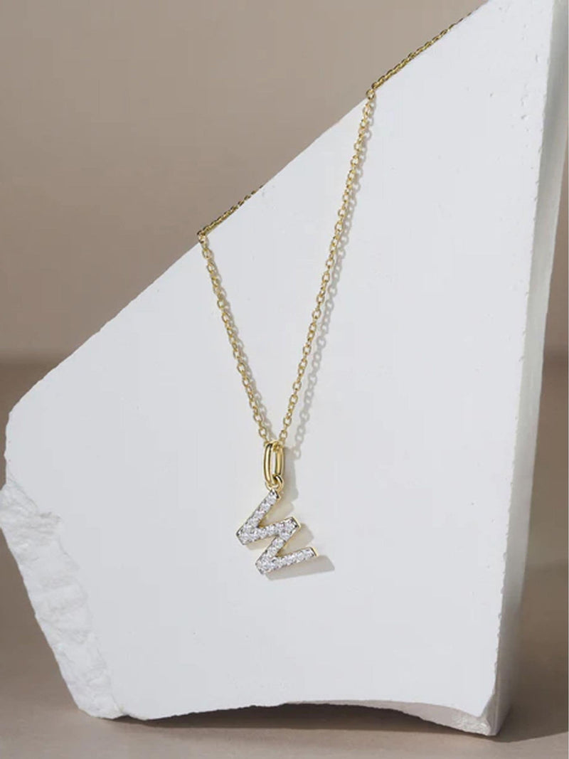 The Diamond Store lab diamond initial pendant necklace 0.10ct in 18K gold vermeil (British brand)