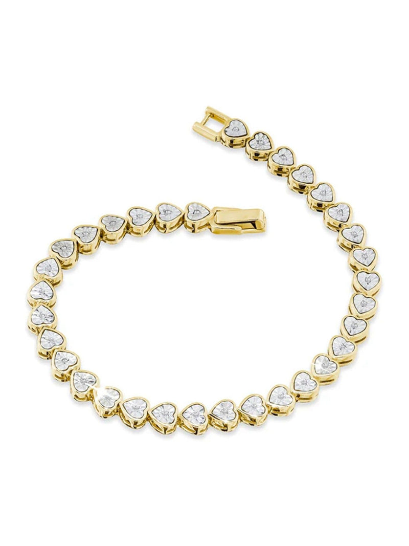 The Diamond Store White Heart 0.15ct lab diamond tennis bracelet silver tone (British brand)