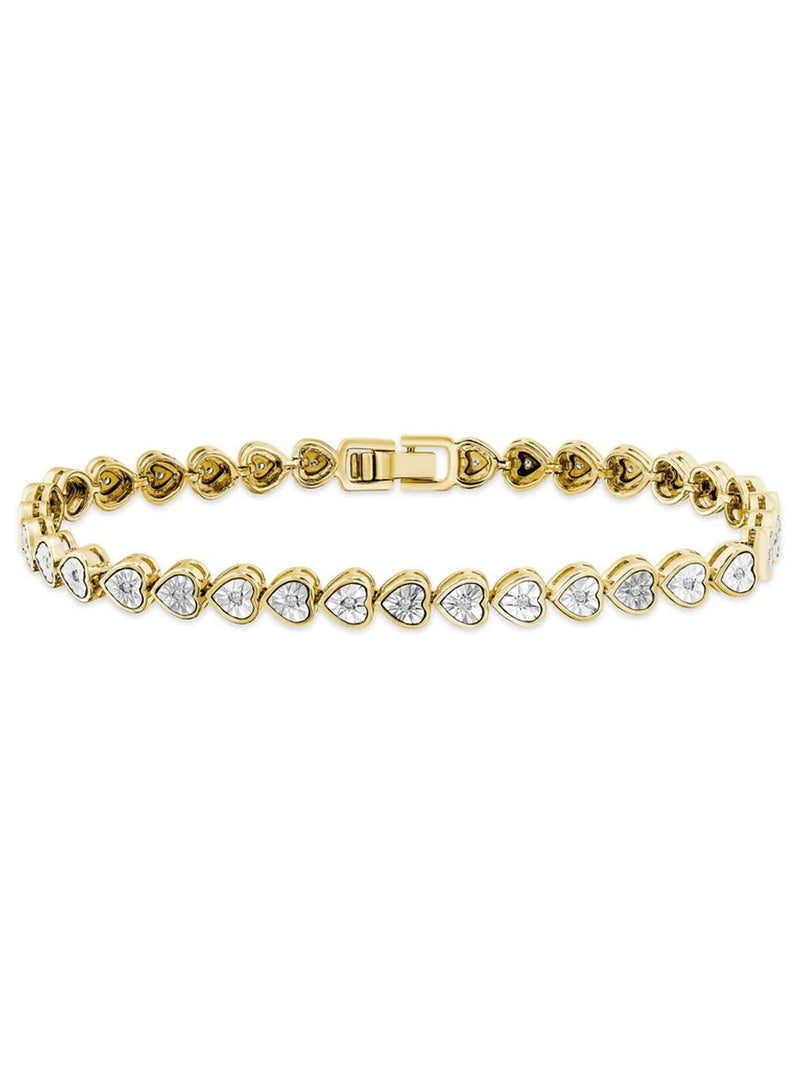 The Diamond Store White Heart 0.15ct lab diamond tennis bracelet silver tone (British brand)
