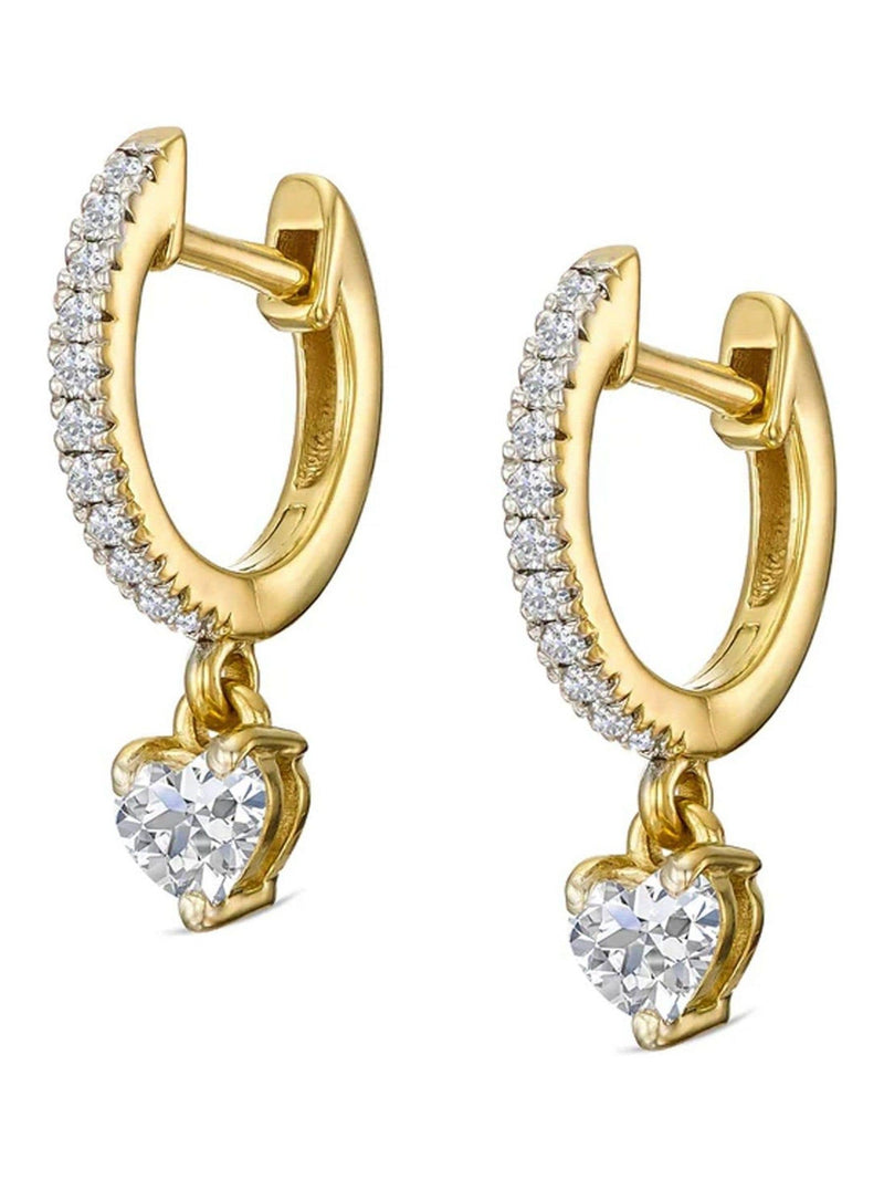 The Diamond Store Heart Drop Huggie Earrings with 0.50ct lab diamonds in 18K gold vermeil (British brand)