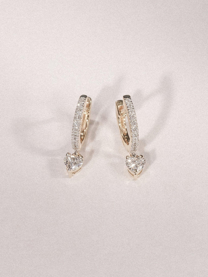 The Diamond Store Heart Drop Huggie Earrings with 0.50ct lab diamonds in 18K gold vermeil (British brand)