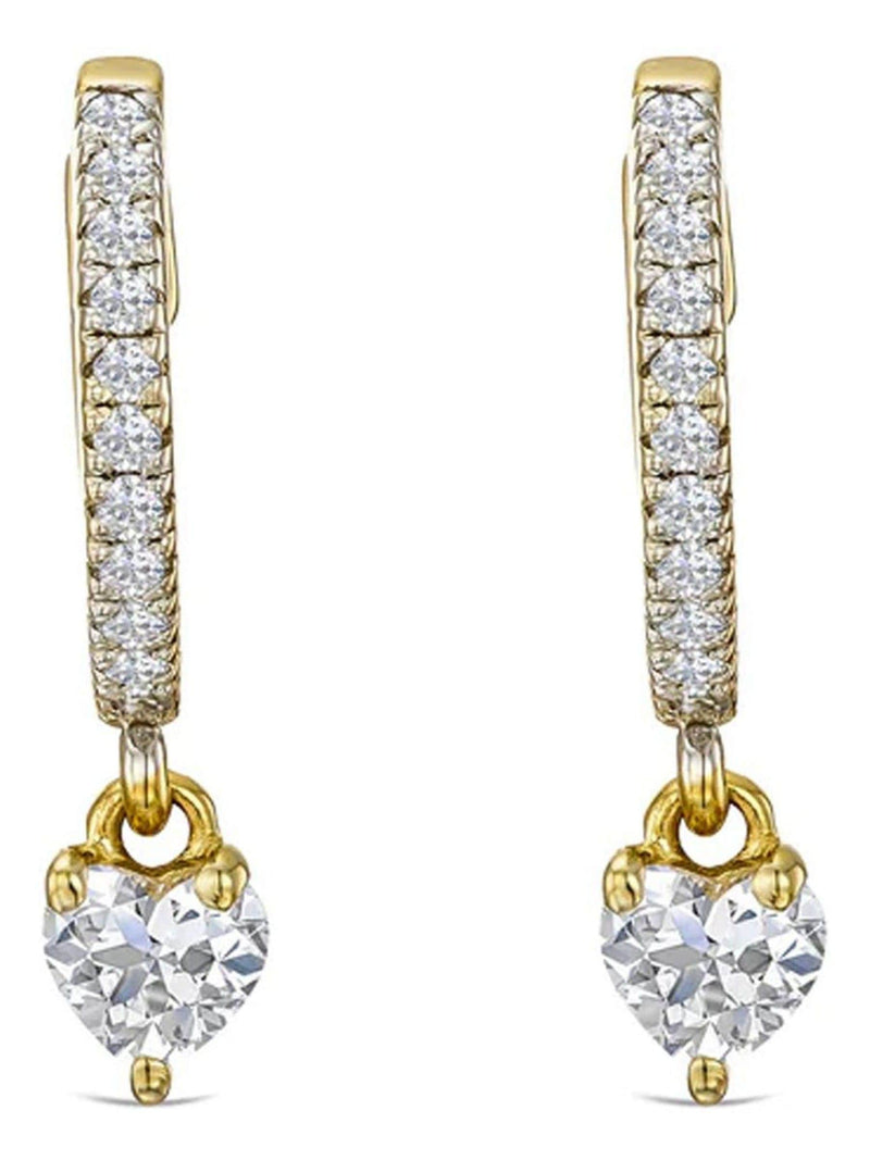 The Diamond Store Heart Drop Huggie Earrings with 0.50ct lab diamonds in 18K gold vermeil (British brand)