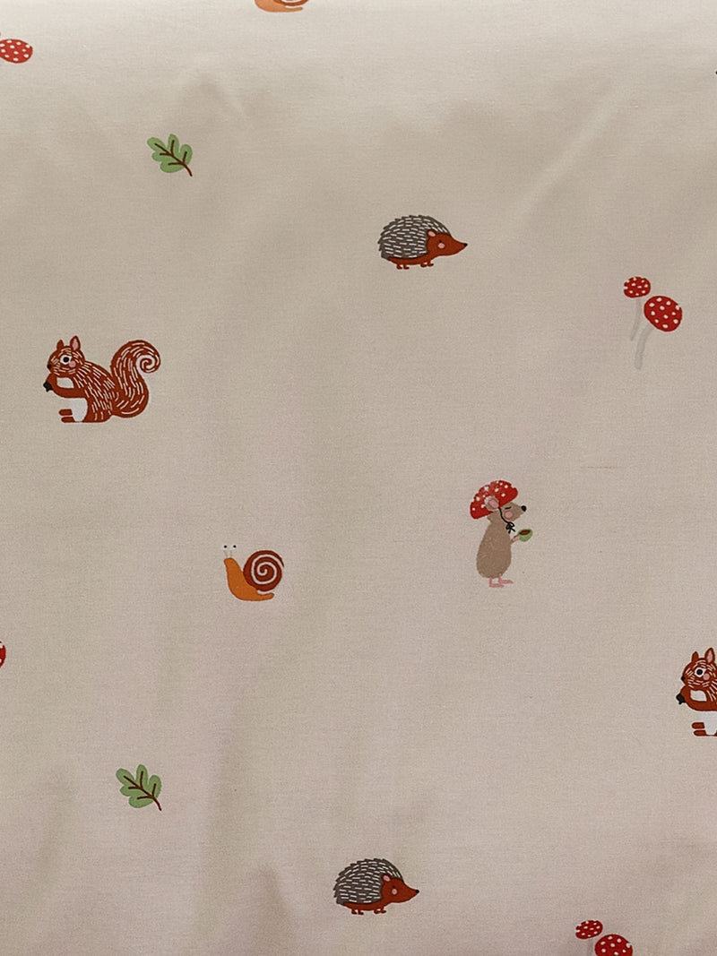 Catherine Lansfield Cream Fox and Woodland Friends fitted sheet - British product