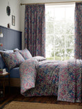 Dreams & Drapes Bessie navy quilted bedspread with floral print, UK version