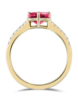 Next The Diamond Store Red Astra 3.50ct Pear Cut Lab Ruby Solitaire Ring with Side Stones in 18K Gold Vermeil- Buy online at McGrocer