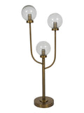 Libra Interiors antique brass three globe table lamp (British brand)