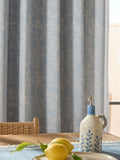 Blue toile print linen eyelet curtains - British product
