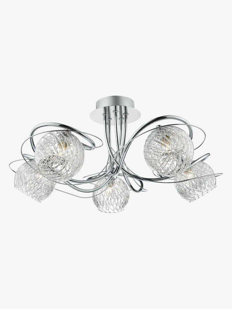 Dar Rehan flush ceiling light ribbed glass chrome - British product
