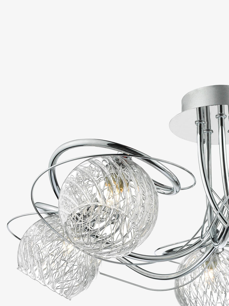Dar Rehan flush ceiling light ribbed glass chrome - British product