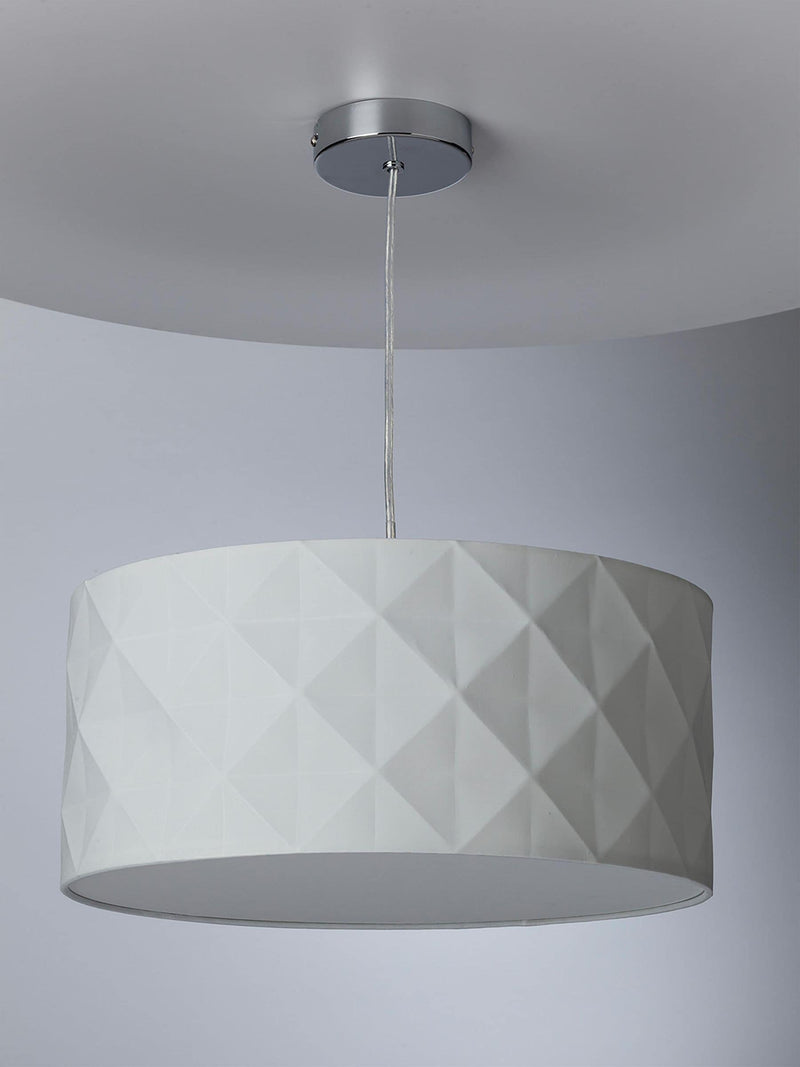 Dar Lighting Aisha white pendant light 40cm, imported from the UK