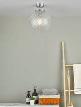 Next Dar Lighting Polished Chrome Textured Glass Wayne Semi Flush Ceiling Light 32x25cm- Buy online at McGrocer
