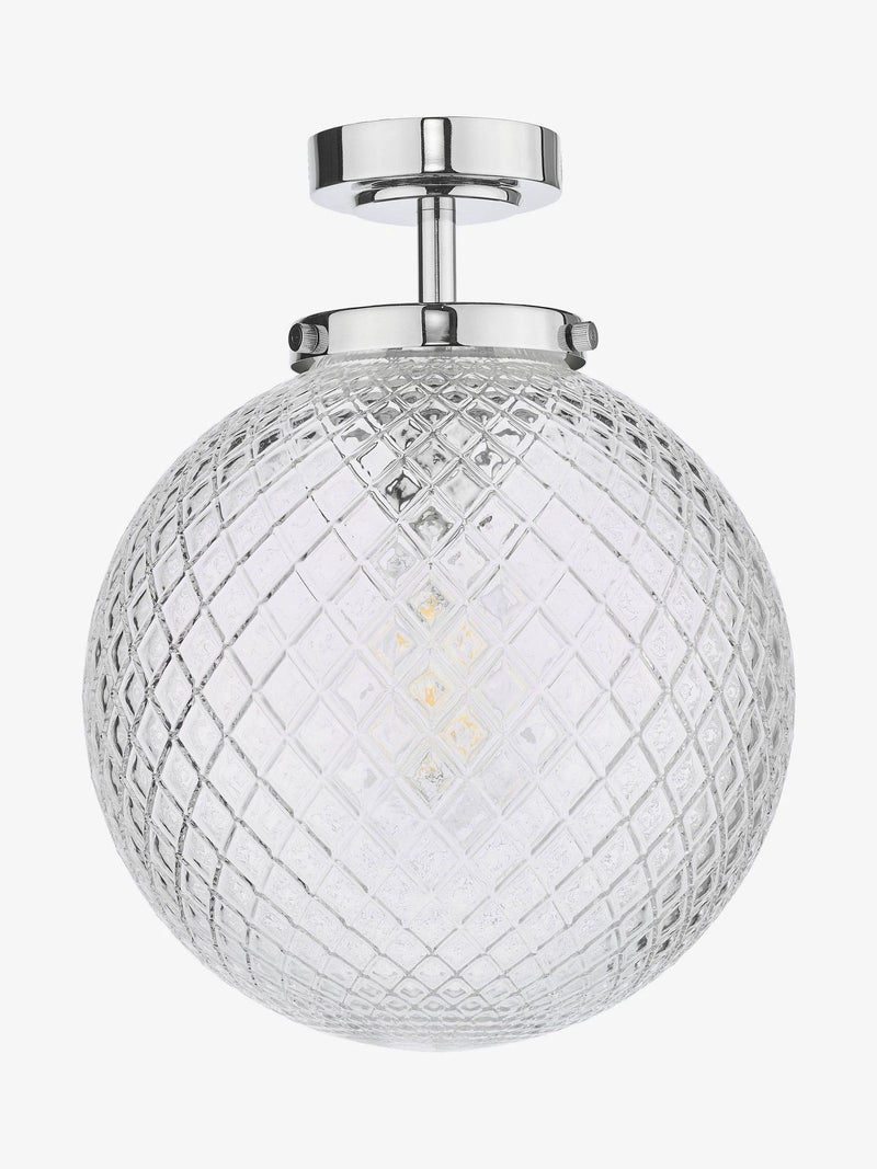 Dar Lighting Wayne semi flush ceiling light polished chrome 32cm (British brand)