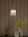 Dar Lighting champagne ribbed glass easy fit pendant light, UK version