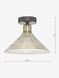 Dar Lighting Antique Brass Ribbed Glass Boyd Ceiling Light, imported from the UK