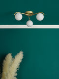 Dar Lighting Orlena flush ceiling light satin gold opal glass - British product