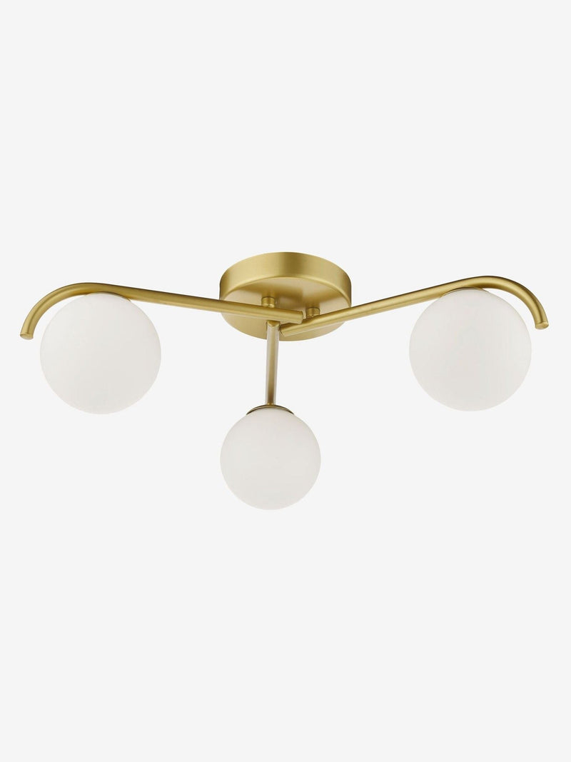 Dar Lighting Orlena flush ceiling light satin gold opal glass - British product
