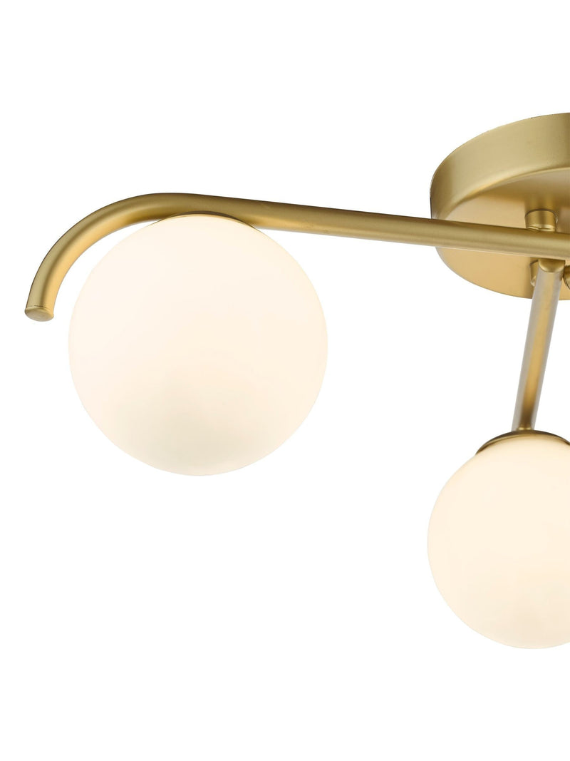 Dar Lighting Orlena flush ceiling light satin gold opal glass - British product