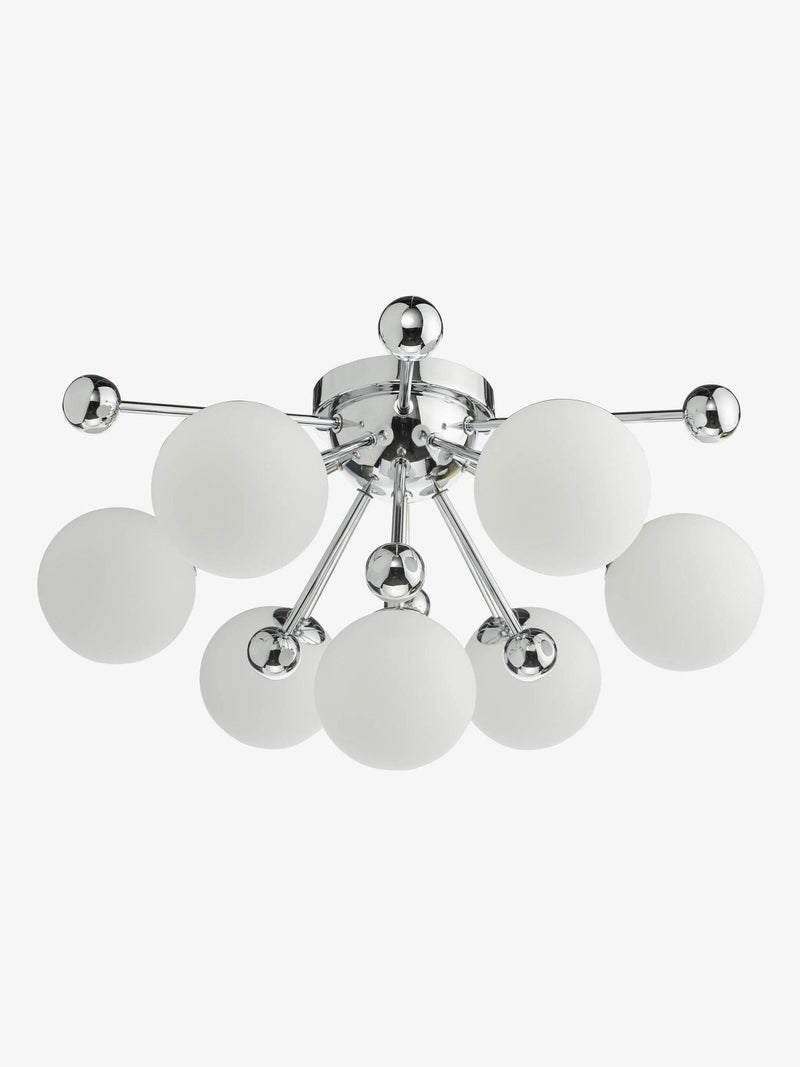 Dar Ursa flush ceiling light polished chrome opal glass shades (British brand)