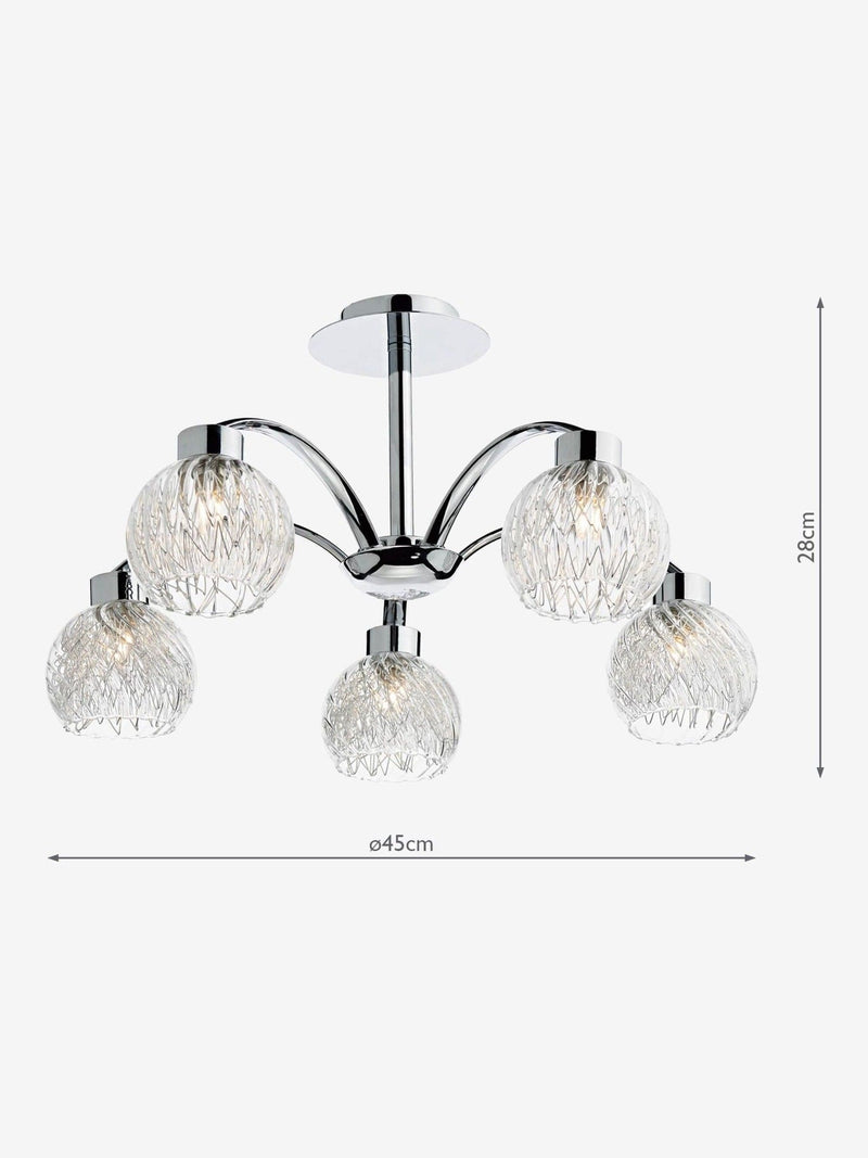 Dar Lighting Yasmin 5 light ceiling light 45cm - British product