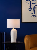 Next Dar Lighting White Polished Gold Dolce Table Lamp- Buy online at McGrocer