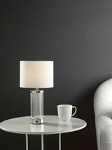 Next Dar Lighting Polished Nickel Glass Enrico Rechargeable Table Lamp- Buy online at McGrocer