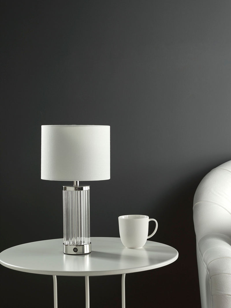 Dar Lighting Enrico table lamp polished nickel glass - British product