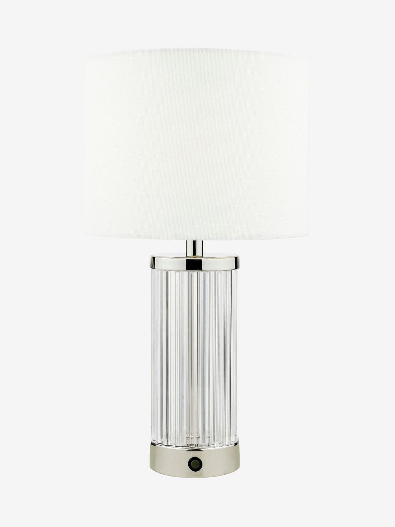 Dar Lighting Enrico table lamp polished nickel glass - British product