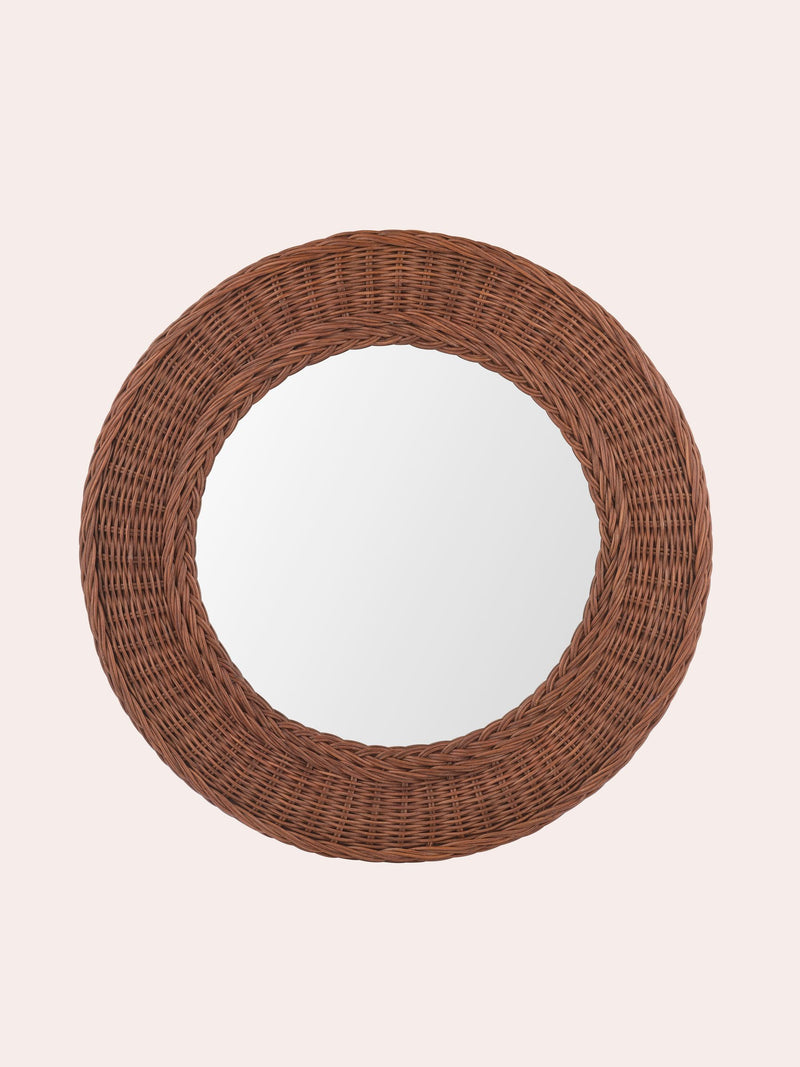 Laura Ashley dark wicker round mirror 60cm, UK version