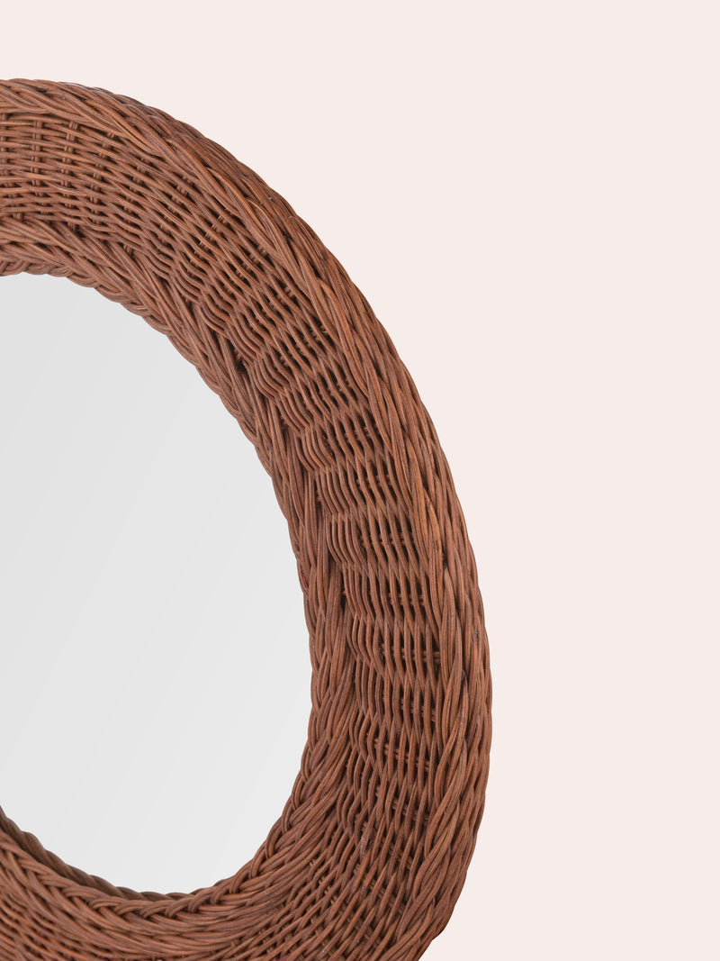 Laura Ashley dark wicker round mirror 60cm, UK version