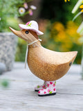 DCUK Blue Floral Hat and Boots Ducky Wooden Ornament