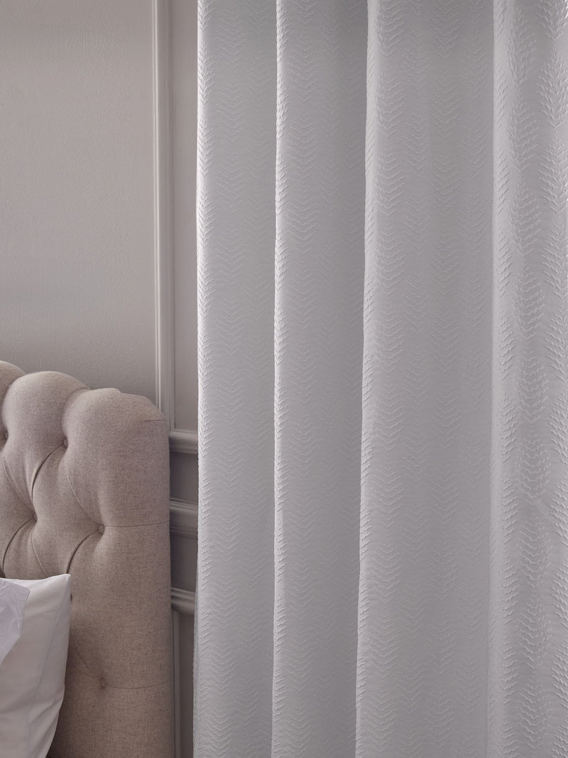 White embossed leaf pattern blackout thermal curtains - British product