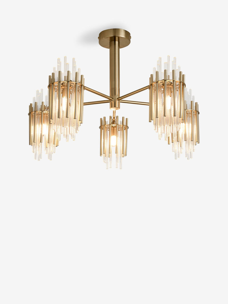 Brass Arundel 5 light flush ceiling light - British product