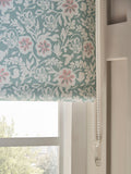 Sage green floral blackout roller blind - British product