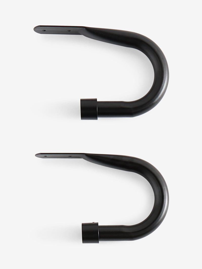 Black curved stud curtain holdbacks set of 2 (British brand)