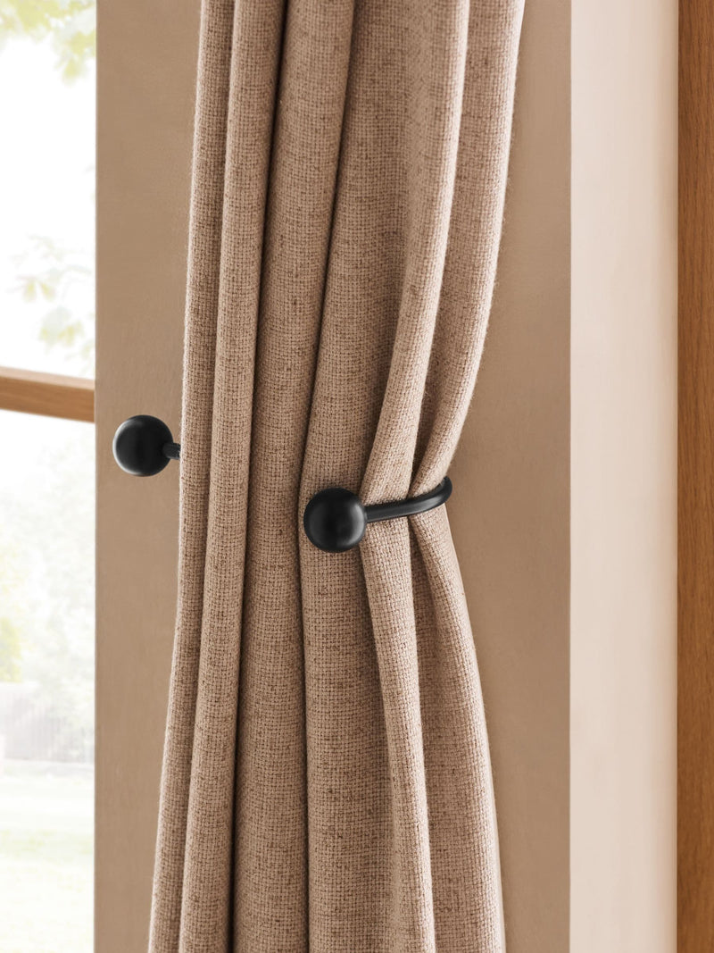 Black double ball curtain holdbacks set of 2, imported from the UK
