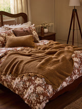 Next Laura Ashley Caramel Brown Hanwell Scallop Knitted Throw 170cm x 130cm- Buy online at McGrocer
