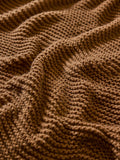 Laura Ashley caramel brown Hanwell knitted scallop throw 170x130cm, imported from the UK
