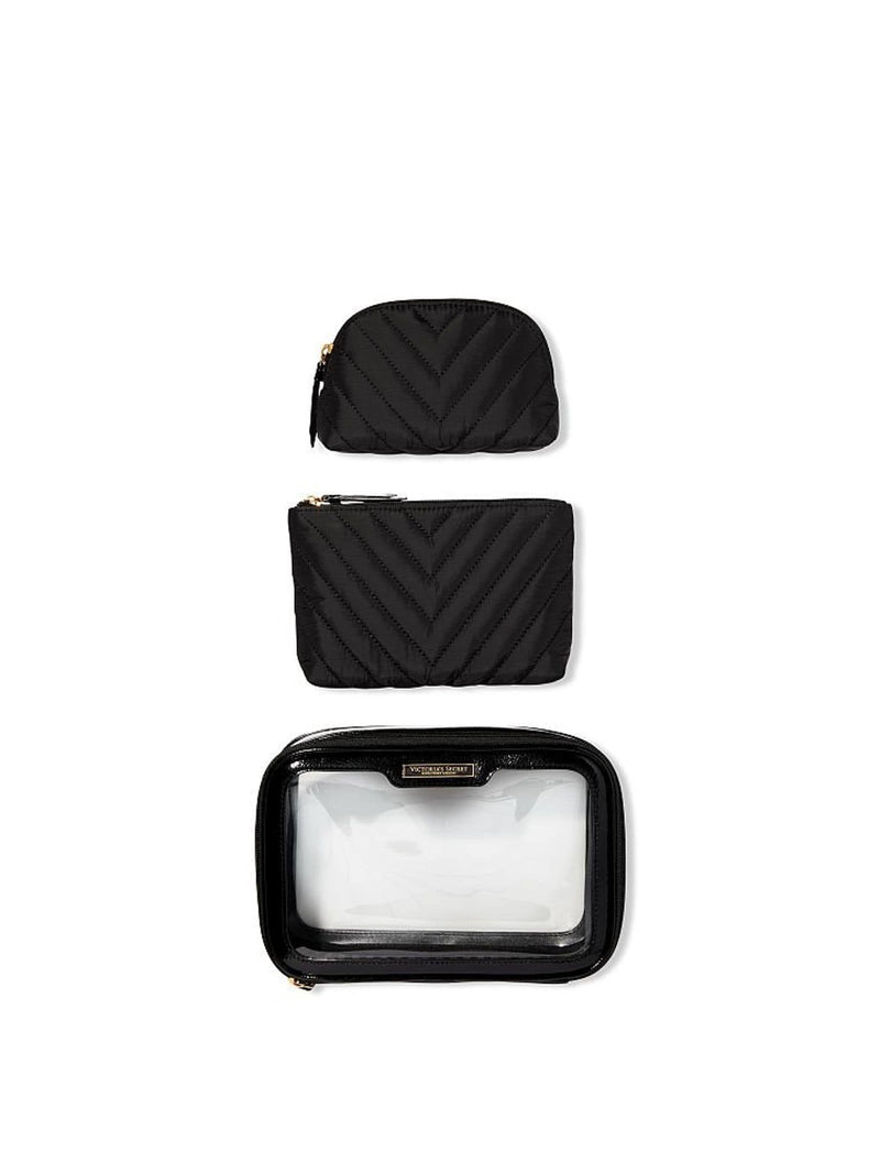 Victoria's Secret Black 3 Piece Makeup Bag Set (British brand)