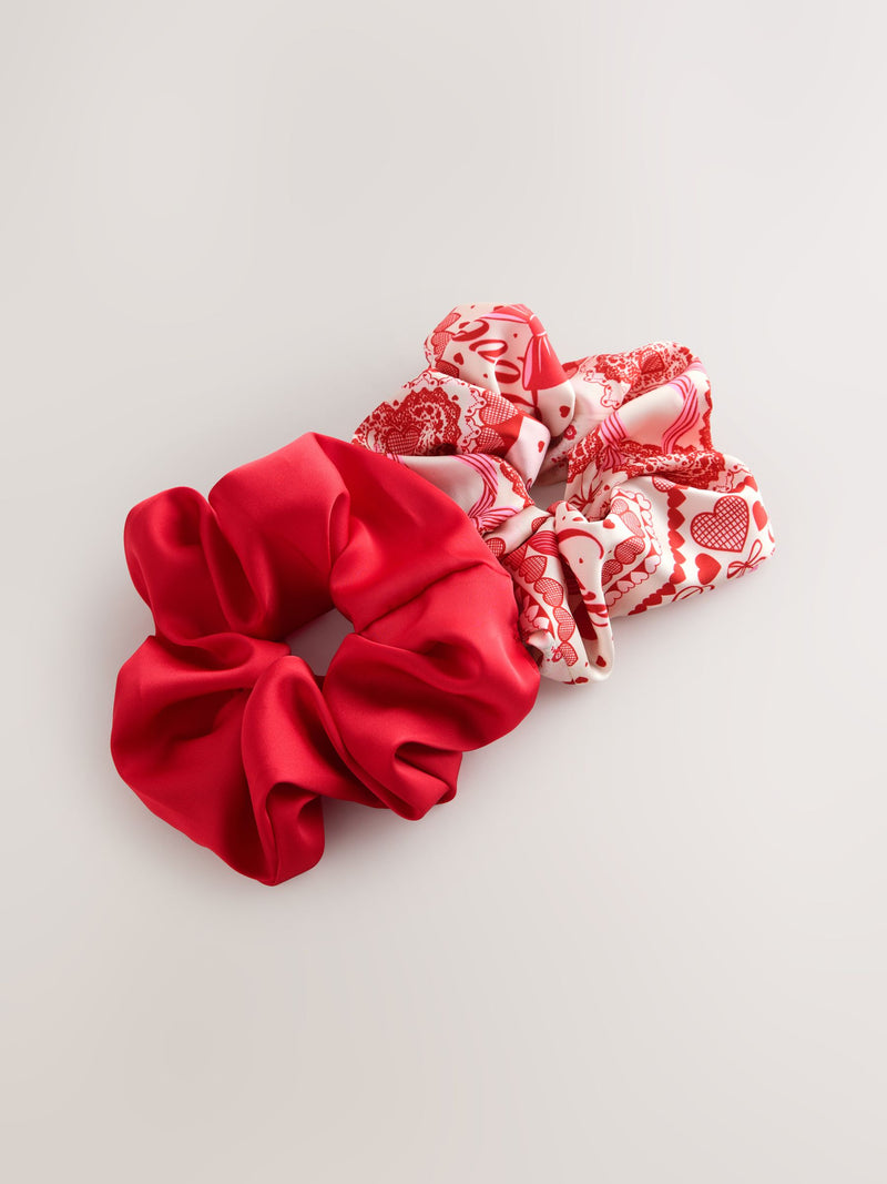 Red Valentine patchwork scrunchies 2 pack, UK version