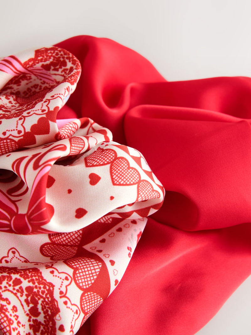 Red Valentine patchwork scrunchies 2 pack, UK version