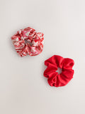 Red Valentine patchwork scrunchies 2 pack, UK version