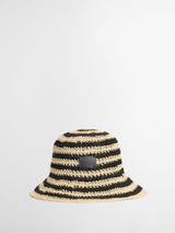 Next Barbour Black Annie Stripe Crochet Hat- Buy online at McGrocer