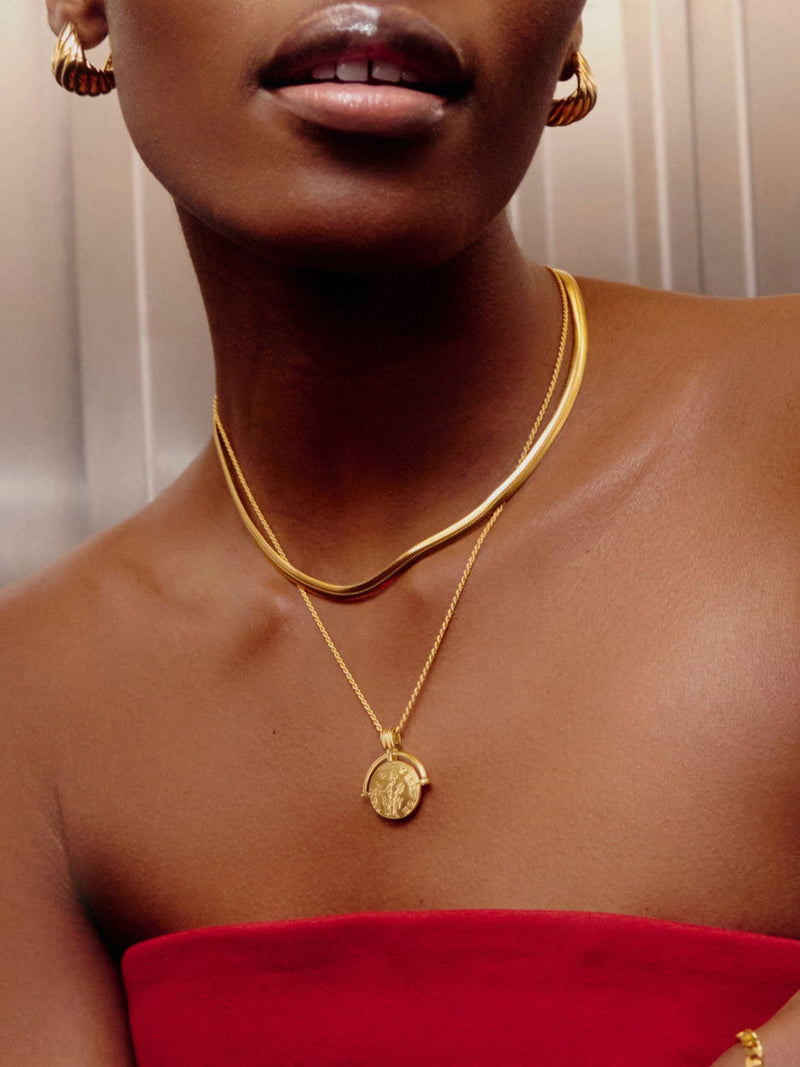 Missoma gold tone Roman arc coin pendant necklace - British product