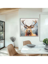 Next Stag Watercolor Canvas Wall Art with Champagne Frame 85cm x 85cm- Buy online at McGrocer