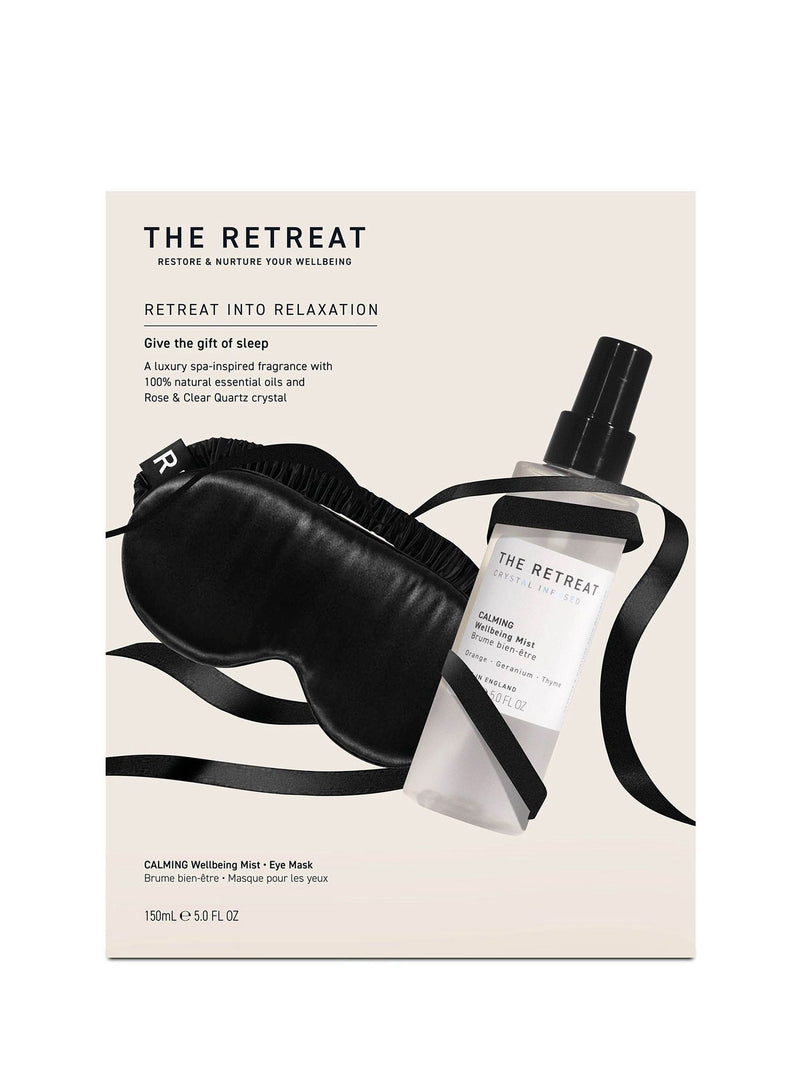 Relaxation gift set with Calming Wellbeing Mist and soft satin eye mask (British brand)