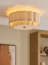 Next Natural Larson Flush Fitting Ceiling Light - 20cm Height, 45cm Diameter- Buy online at McGrocer